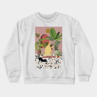 Pug Yoga with Plants Crewneck Sweatshirt